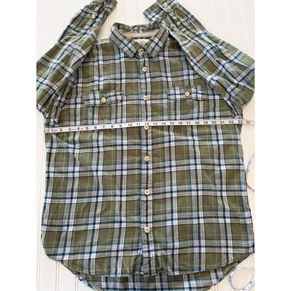 Aeropostale Men's XL Flannel Shirt • Green & Blue Plaid • 100% Cotton - Picture 4 of 8